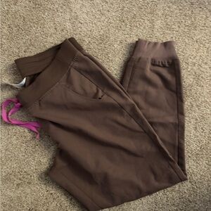 Figs Brown Women's Pants with Pink Drawstring Zamora jogger